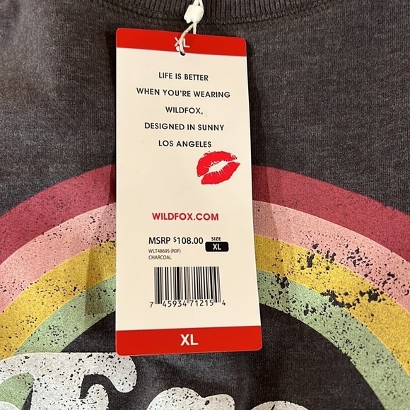 NEW Wildfox Easy Does It Statement Sweatshirt Gray and Rainbow XL - Picture 8 of 11
